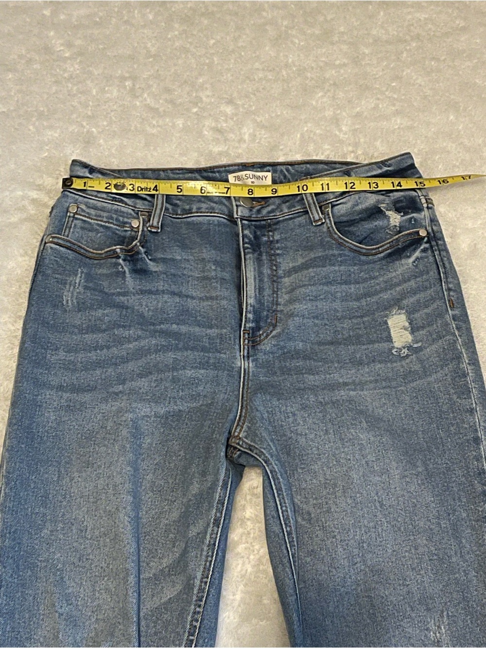 78&Sunny Carly High Rise Distressed Mom Jeans in Medium Wash Denim - Picture 5 of 7